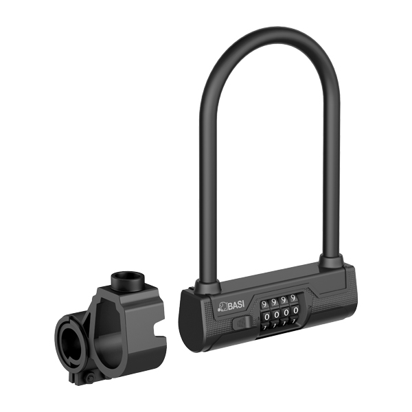 Bügelschloss mit Zahlencode und mit Halterung schwarz / witterungsbeständiges Gehäuse Bügelschloss mit Zahlencode und mit Halterung schwarz / witterungsbeständiges Gehäuse