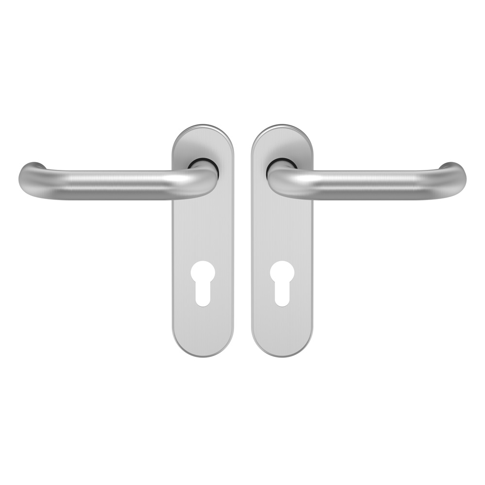 FH-Verdeckschild-Drückerkurzbeschlag / 9 mm / Nr.: 306100 / EDELSTAHL / festdrehbar / 72 mm