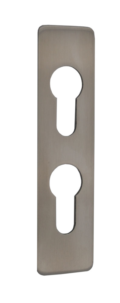 Spezial-Kleberosette mit 2 PZ-Löchern übereinander Edelstahl / Abmessung: 120 x 30 x 1,5 mm