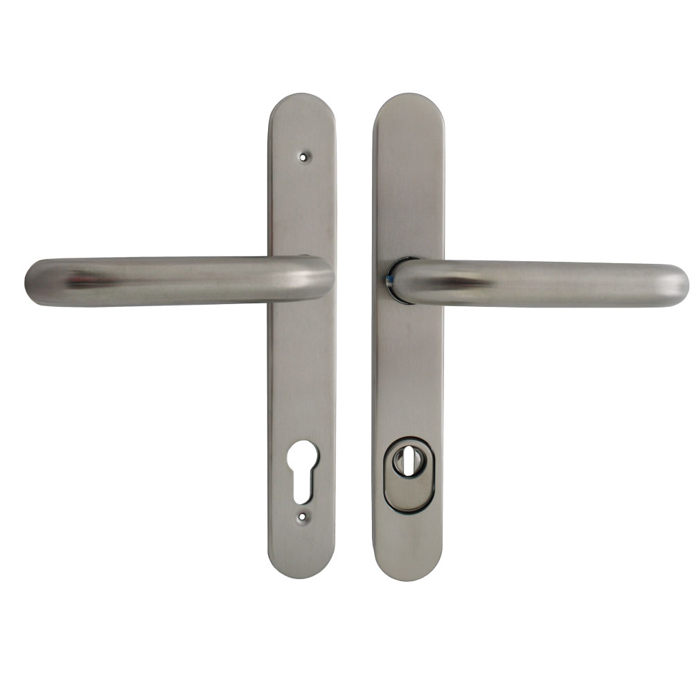 Schmalrahmensicherheitsgarnitur beidseitig Drücker Edelstahl / 9mm / 92 mm / 8-15 mm Zylindervorstand