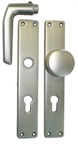 Langschildwechselgarnitur / Abm.: 230 x 40 mm Nr. 230/40WGL/ PZ-gelocht/ 72 mm / F2-elox.
