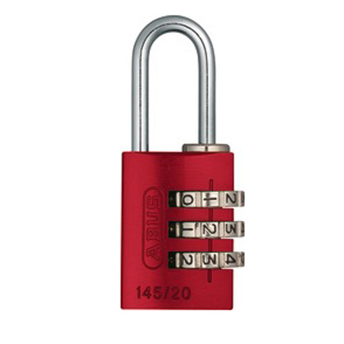 ABUS Aluminium-Zahlenschloss mit 3-stelligem Code Nr. 145/20-R rot