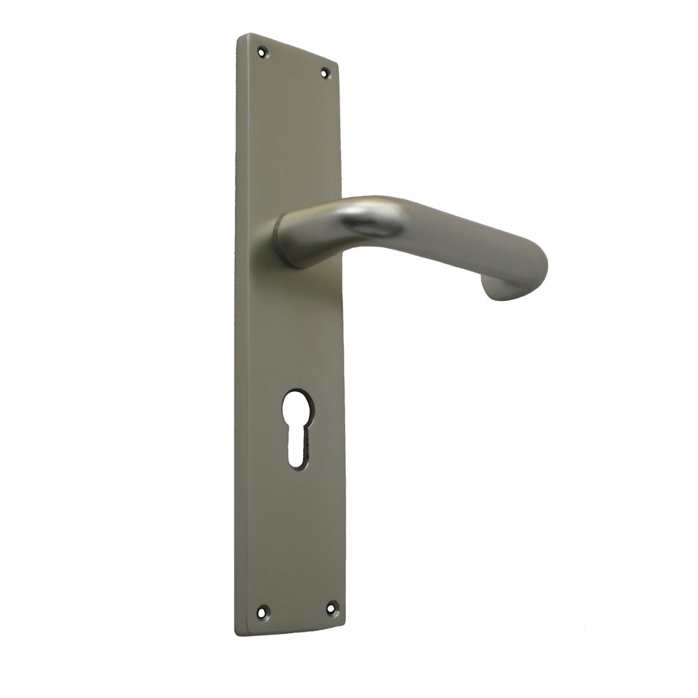 Alu-Guss-Langschild (250x53mm) mit U-Form- Drücker festdrehbar/ F2 / 92 mm / 8 mm Vierkant