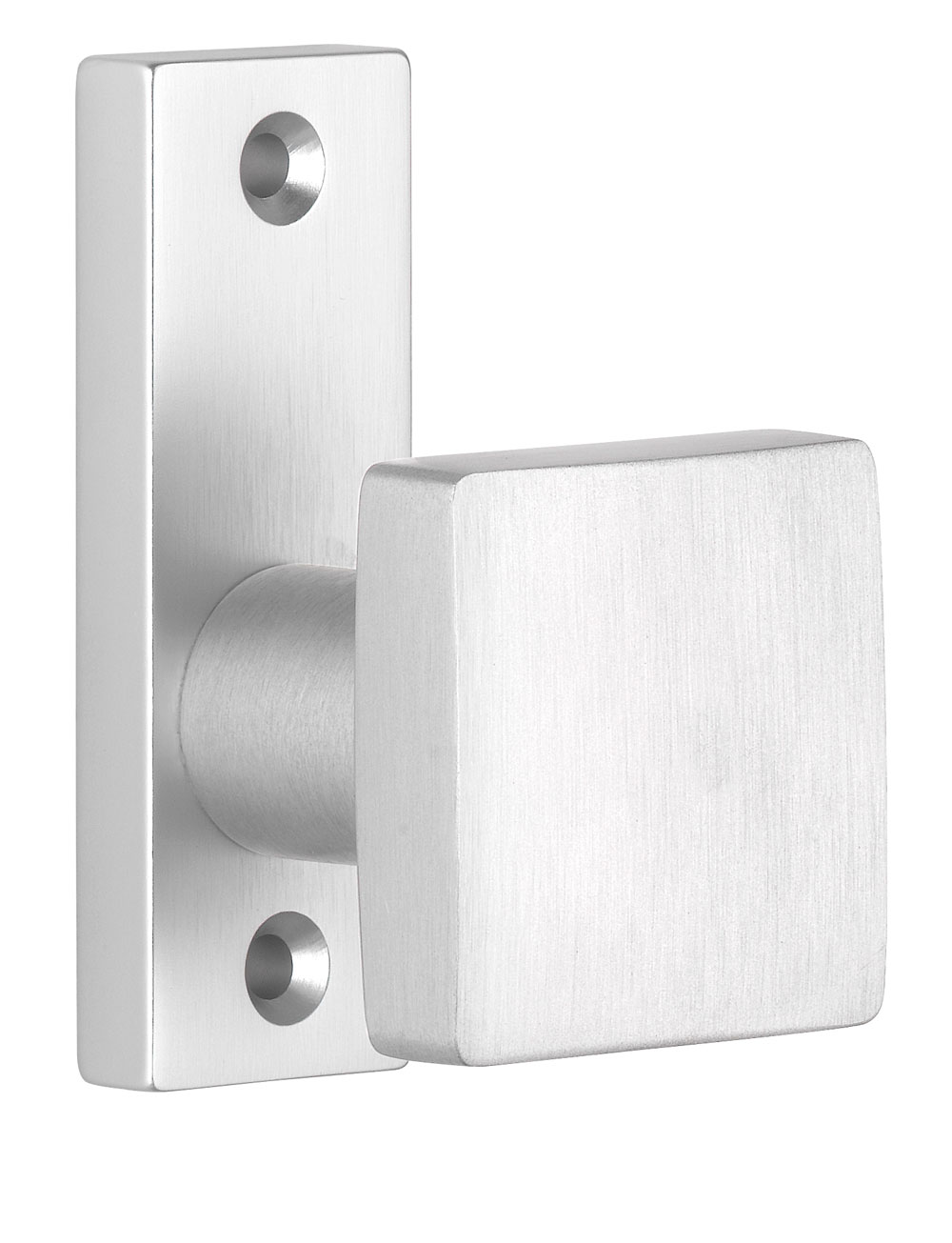 Viereckknopf auf Rosette passend für Schlosskästen fest / Lochabstand = 67 mm / F1-eloxiert