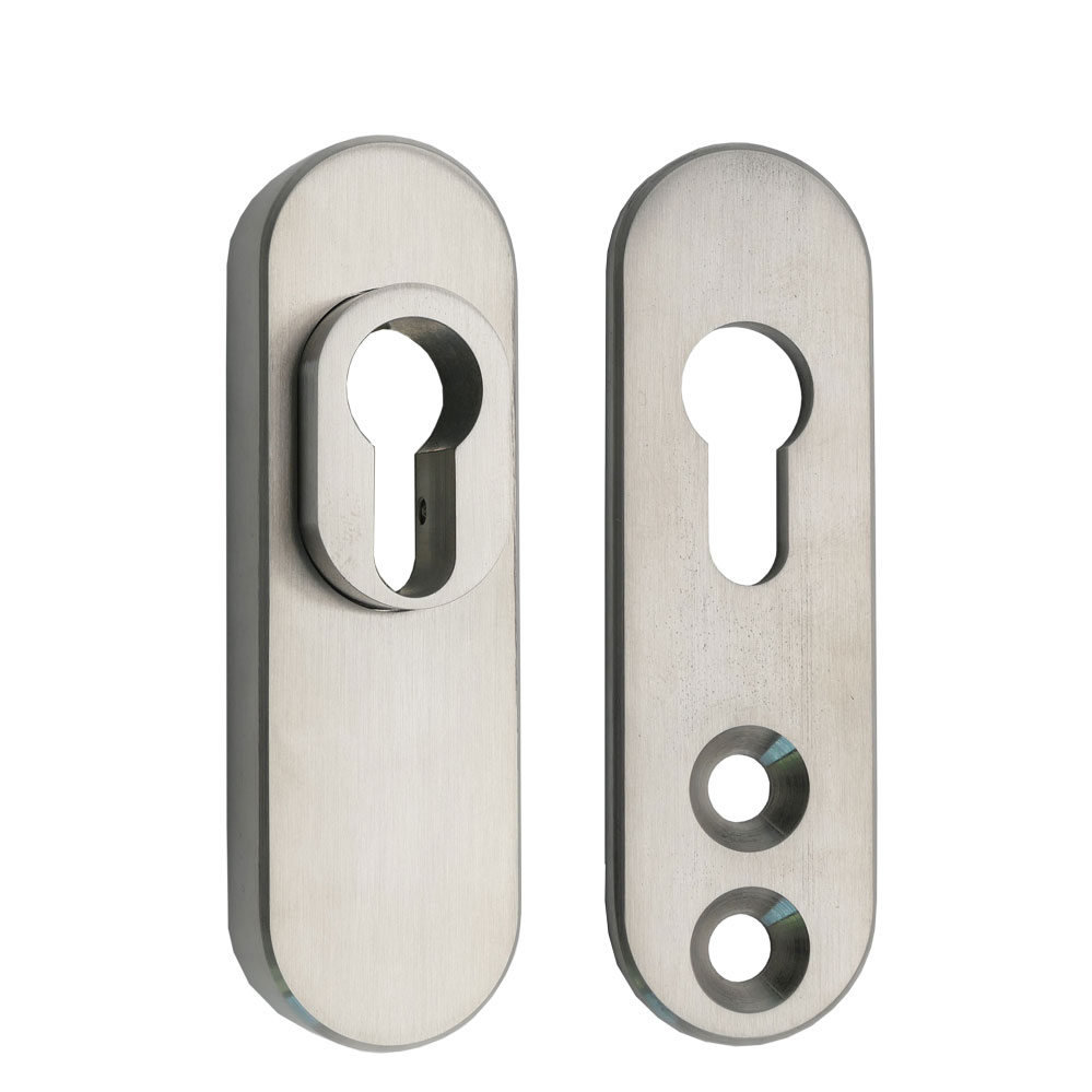 Langrosettenpaar mit verstellbaren PZ-Einsatz passend für 15-25,5mm Zylindervorstand / Edelstahl