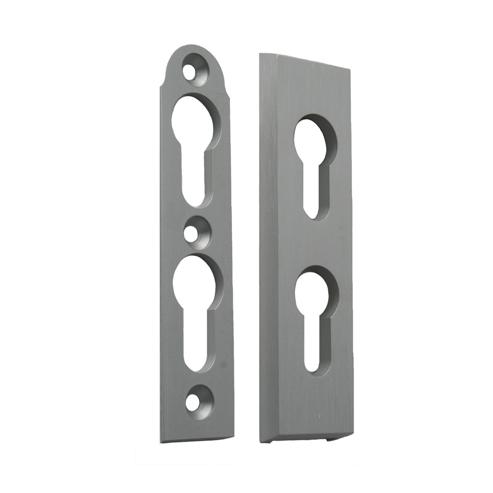 Spezial-Sicherheitsschieberosette mit 2 PZ-Löchern übereinander / F1-eloxiert /Abmessung: 120x30x10mm