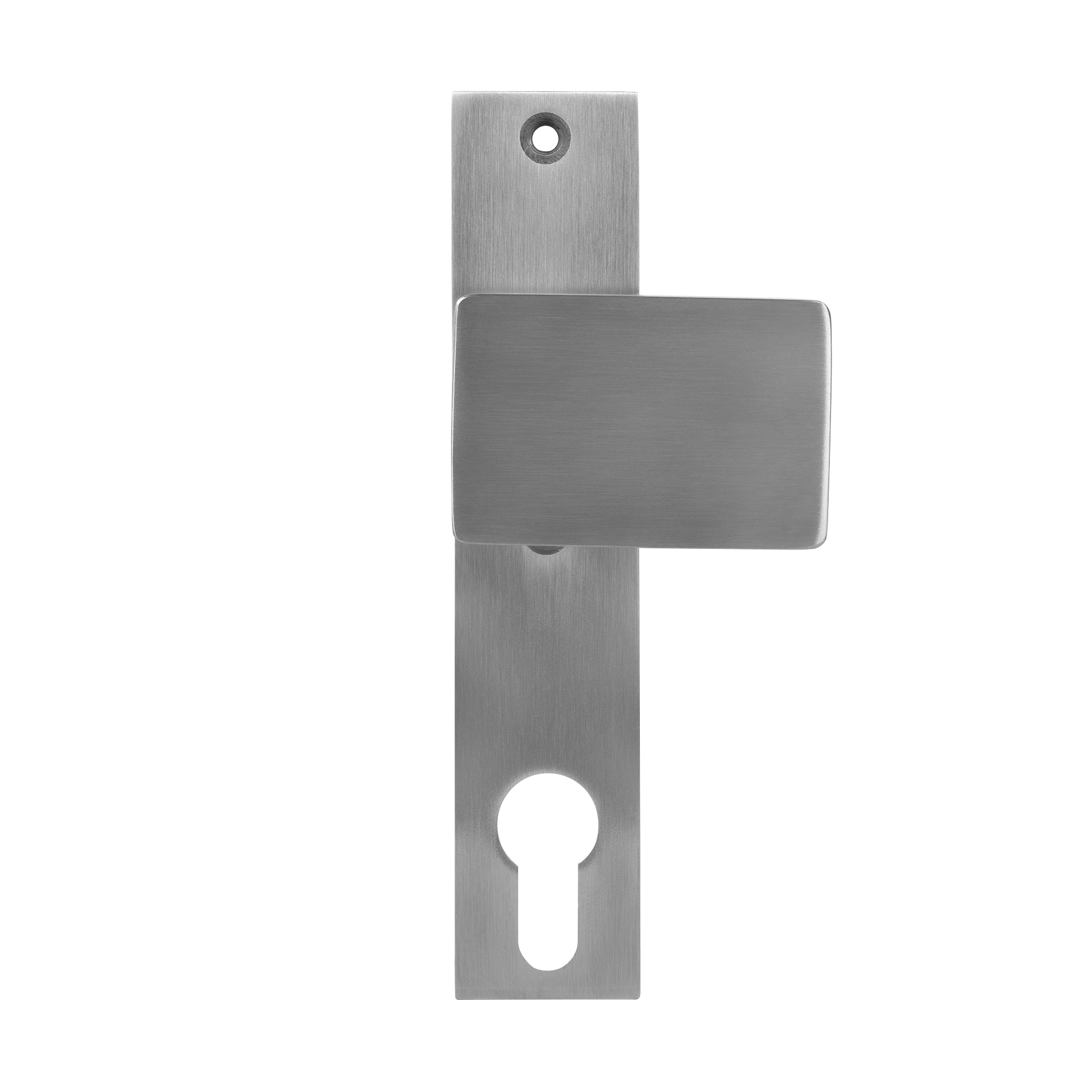 Knopfschild "Eckig" passend für Schlosskästen 72 mm / Lochabstand = 67 mm / Edelstahl / drehbar