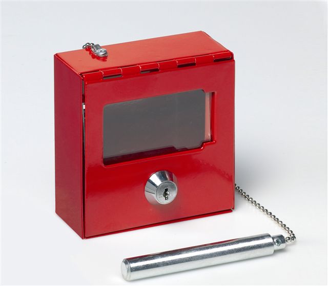 Notschlüsselkasten mit Einschlagstift und mit Glasscheibe / rot / inkl. 2 Schlüssel