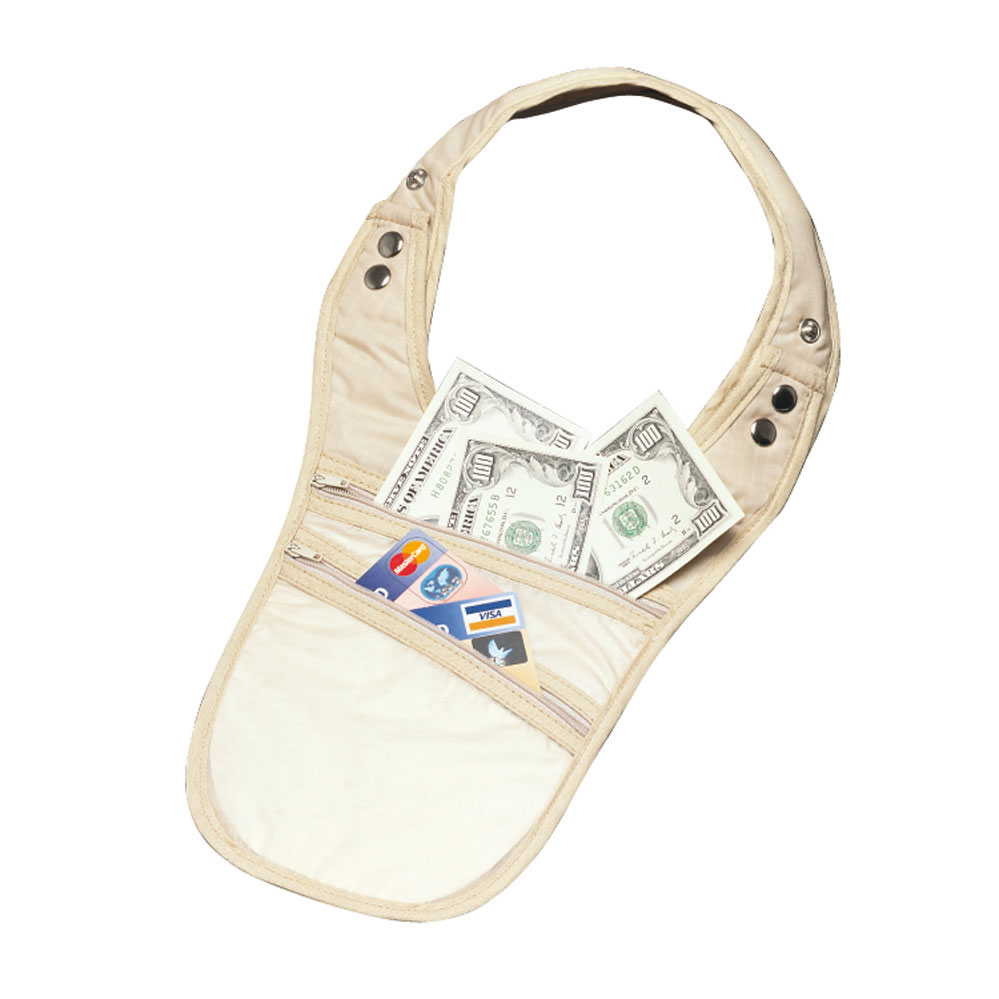 Reise-Safe "Schulter-Halfter" aus Nylon / beige / Abm.: ca. 160 x 200 mm