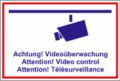 Betriebskennzeichnung / 300 x 200 mm "Achtung Videoüberwachung"