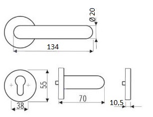 Nylon-Rosetten-PZ-Drückergarnitur / Farbe: grün mit U-Formdrücker 8 mm / PZ-gelocht