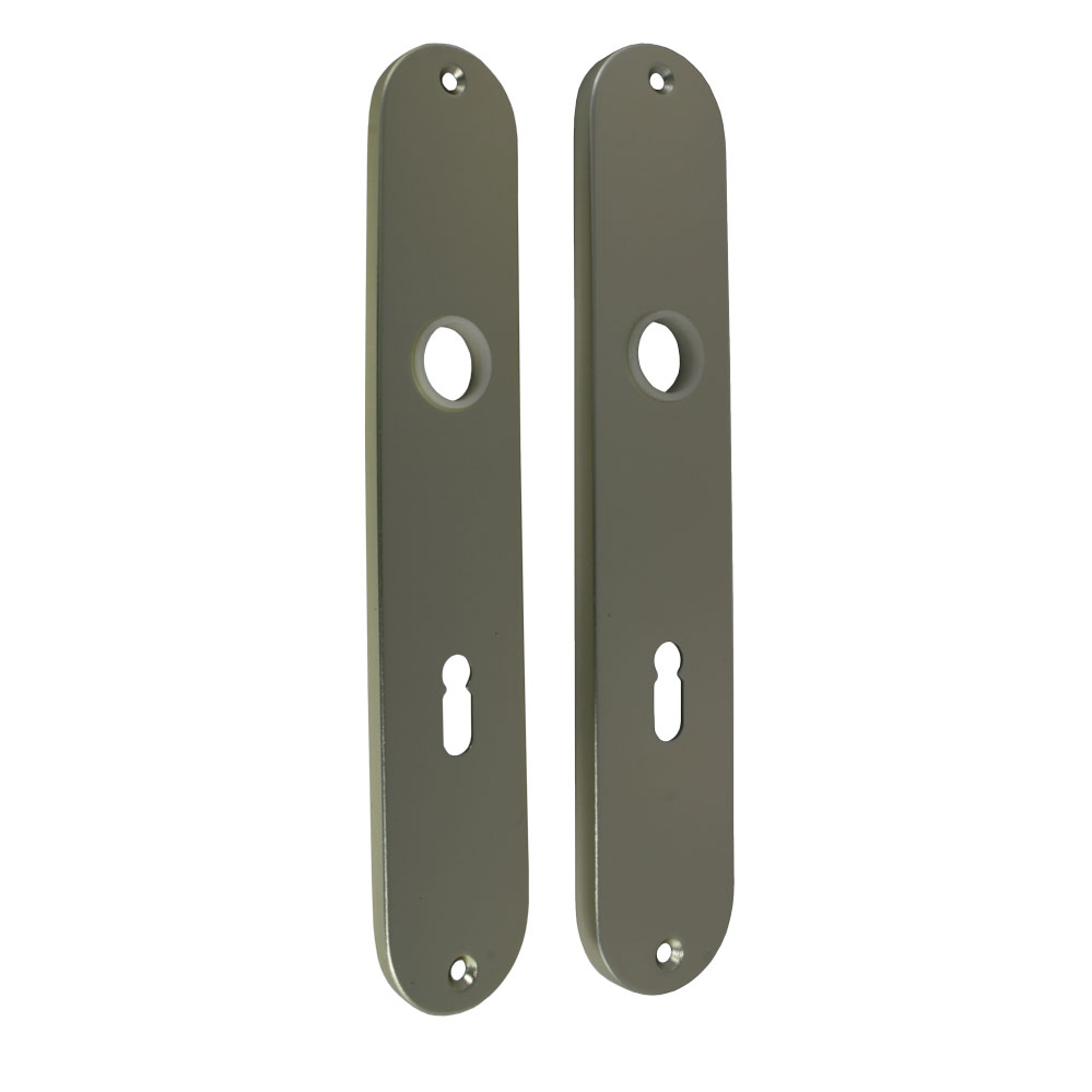 Ovales Langschildpaar / Abmessung: 237 x 43 mm BB-gelocht / 72 mm / F2-eloxiert / gepresst