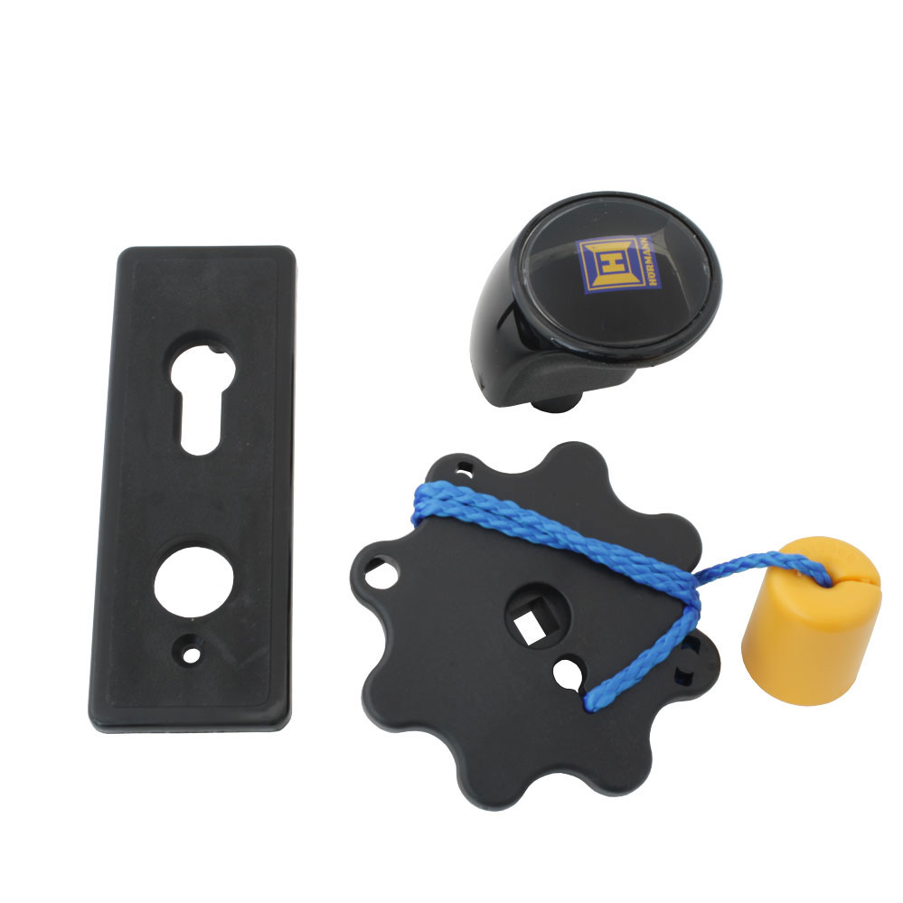 Garagentorgarnitur "Hörmann" für Schwingtore / 9 mm / Kunststoff schwarz / PZ-gelocht