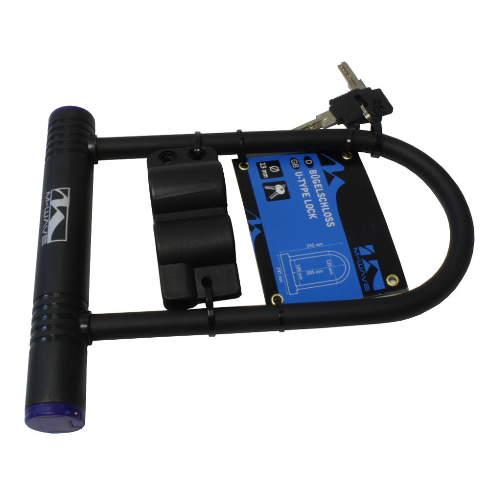 Zweirad-Bügelschloss / inkl. 2 Schlüssel Nr. 89040-schwarz / 197 x 245 mm / inkl. Halterung