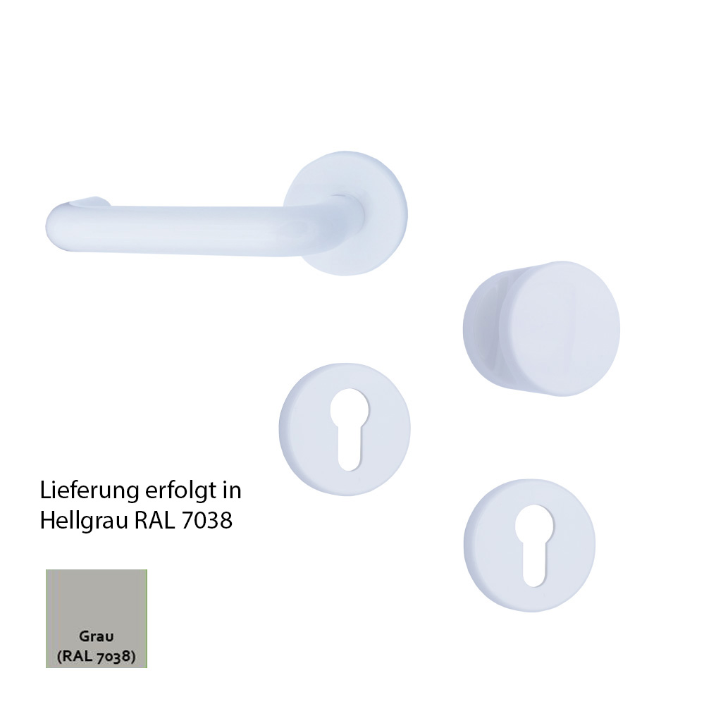 Nylon-Rosetten-Wechselgarnitur / Farbe: hellgrau mit U-Formdrücker 8 mm / PZ-gelocht / DLS