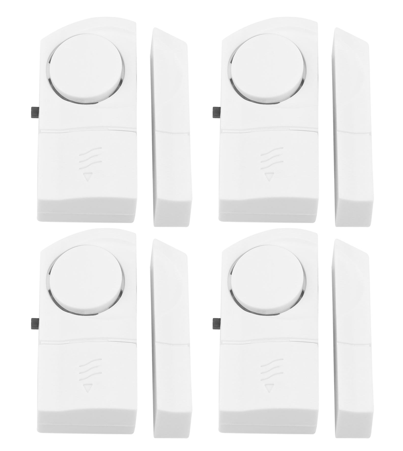 Tür- / Fensteralarm mit Magnetkontakt / weiß 1 Set = 4 Stück / inkl. Batterien LR44 / 90 dB