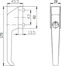 Abschließbarer Fenstergriff m. Stift-Druckzylinder Nr.: 40140 weiß / mit losem 7mm Vierkantstift