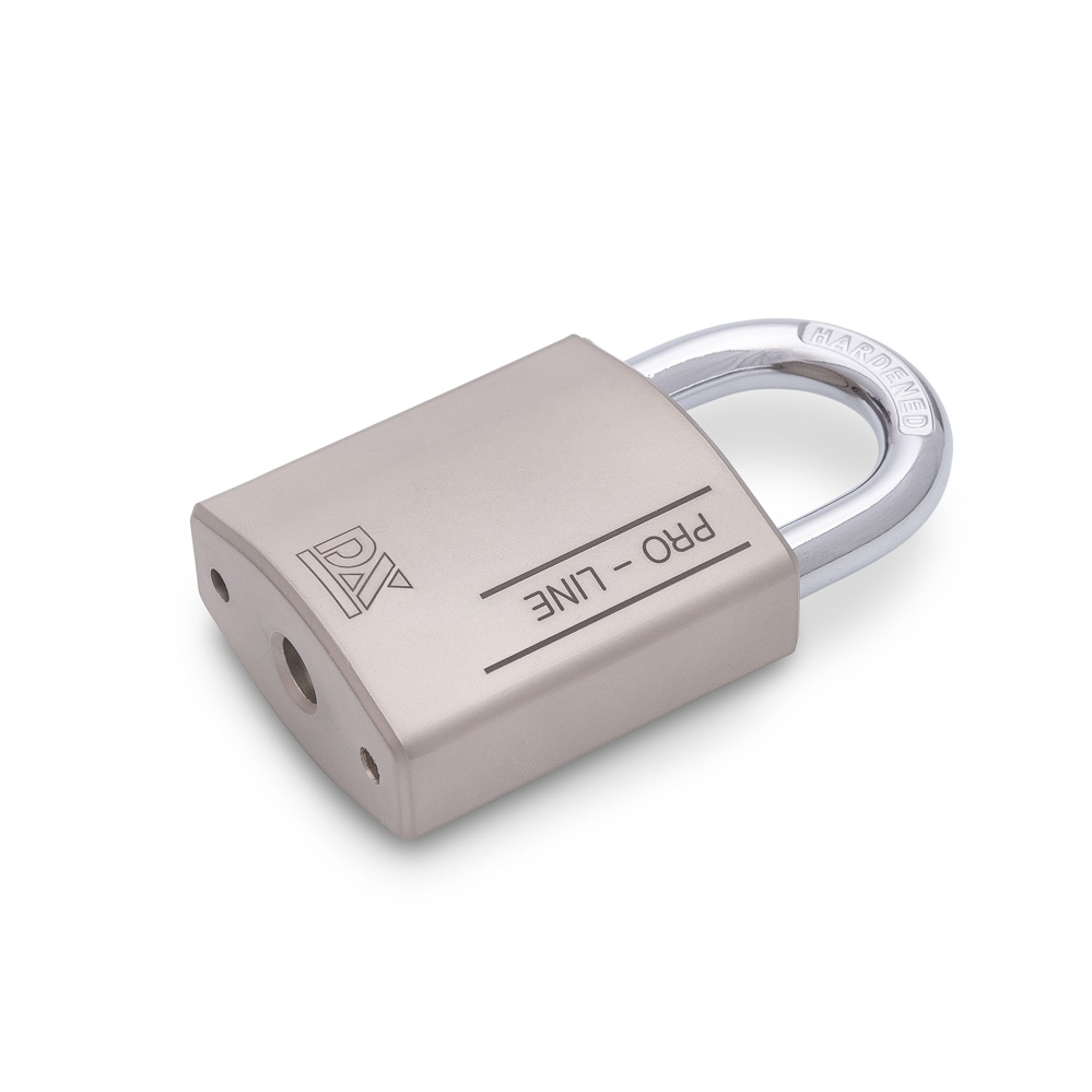 PRO-LINE Vorhängeschloss Serie 40 / silberfarbig Gehärteter Bügel (8mm Durchm.) 360 Grad drehbar