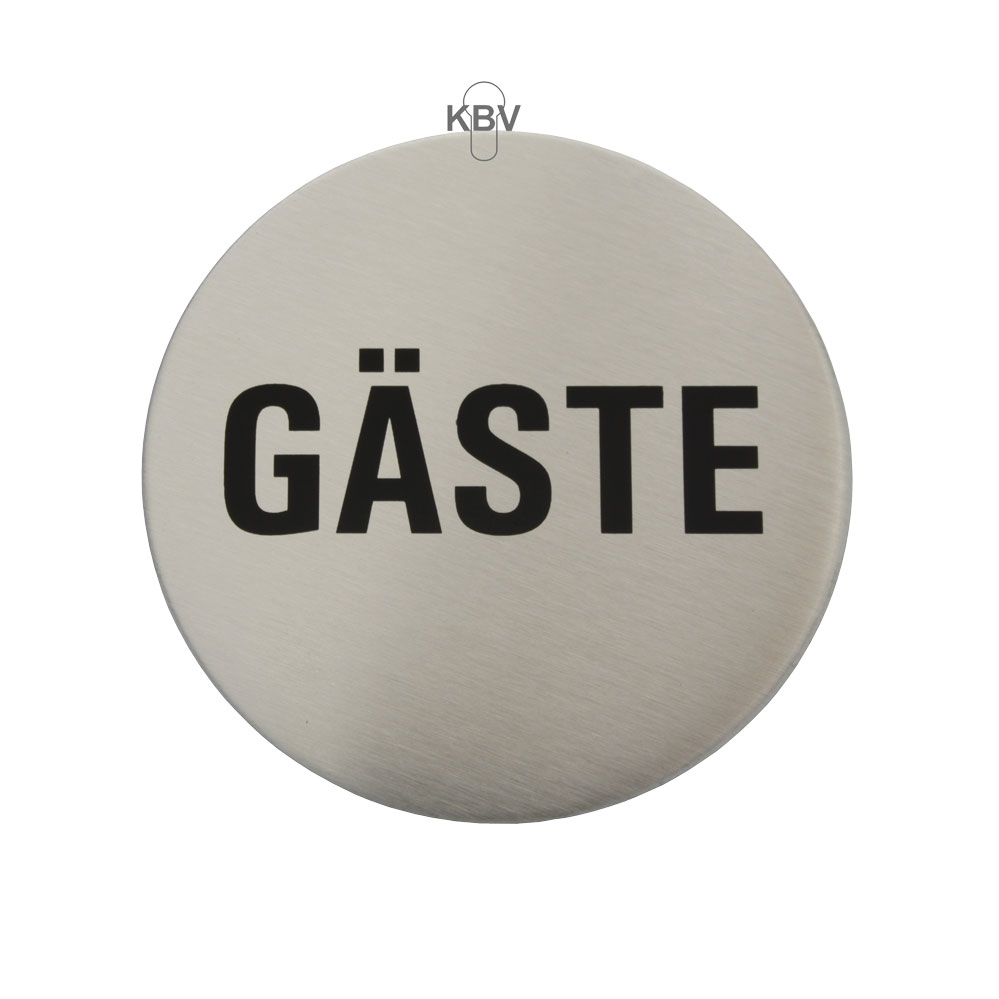 Selbstklebende Türschilder "Gäste" Art.-Nr.: 7076 EDELSTAHL, 60 mm Durchmesser