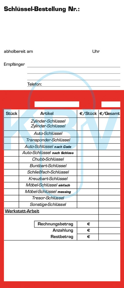1 Set mit 1000 Stück Schlüsseltüten Größe 94 x 220 mm