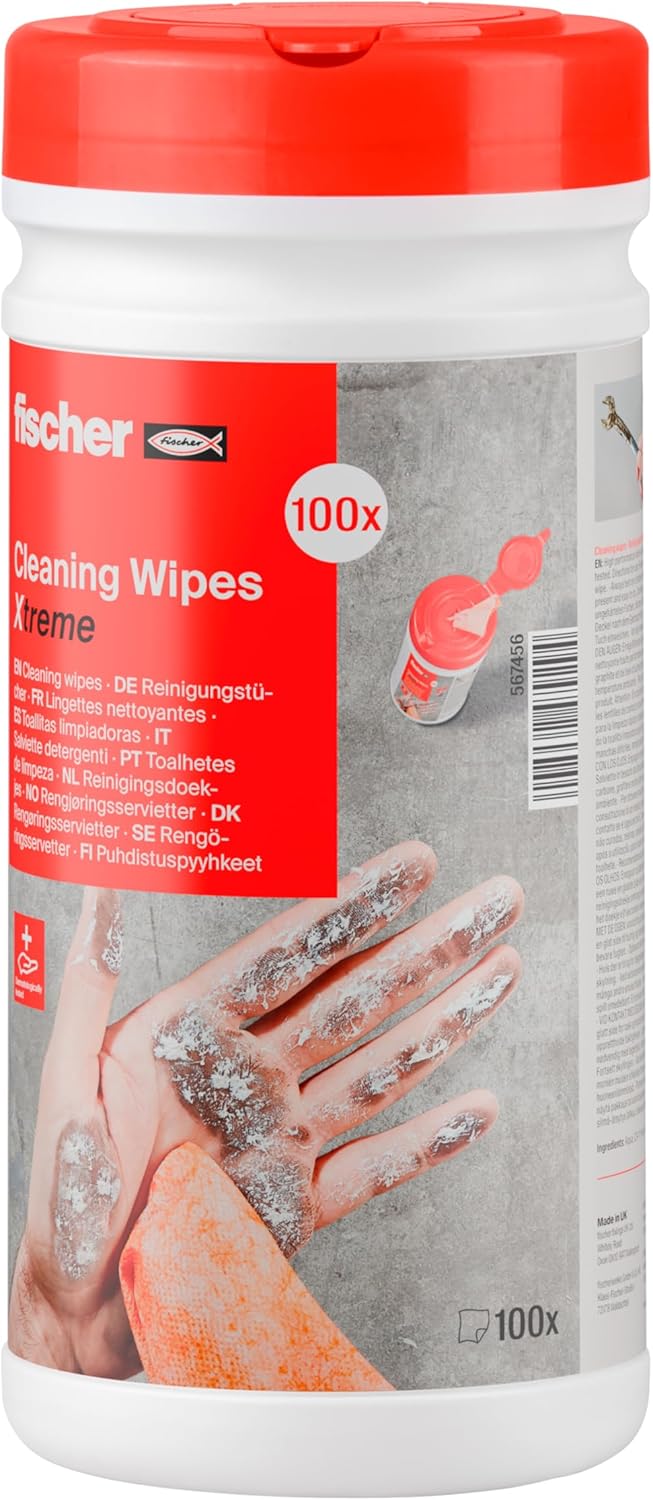Fischer Cleaning Wipes Xtrem Reinigungstücher 1 Dose mit 100 Tüchern