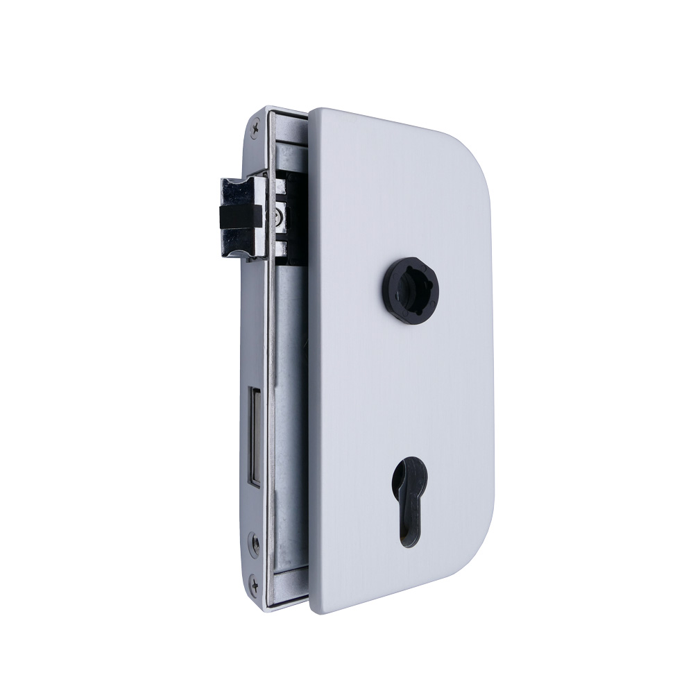 Glastürschloss für vertikale Officebohrung / DLS Alu-F1-eloxiert / PZ-vorgerichtet / ohne Bänder