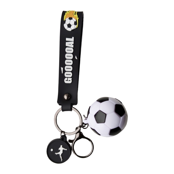 Schlüsselanhänger "Fußball" mit Band und mit Schlüsselring, Karabiner