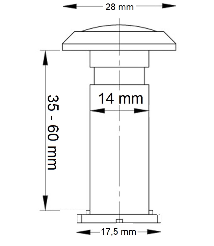 Weitwinkel Türspione / 14 mm Durchmesser Messing poliert / passend für Türstärke: 35-60 mm