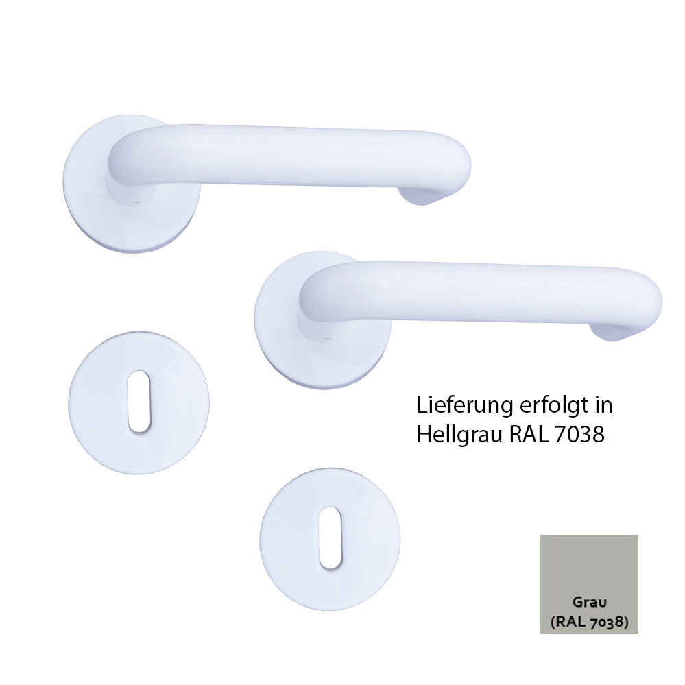 Nylon-Rosetten-BB-Drückergarnitur/ Farbe: hellgrau mit U-Formdrücker 8 mm / BB-gelocht