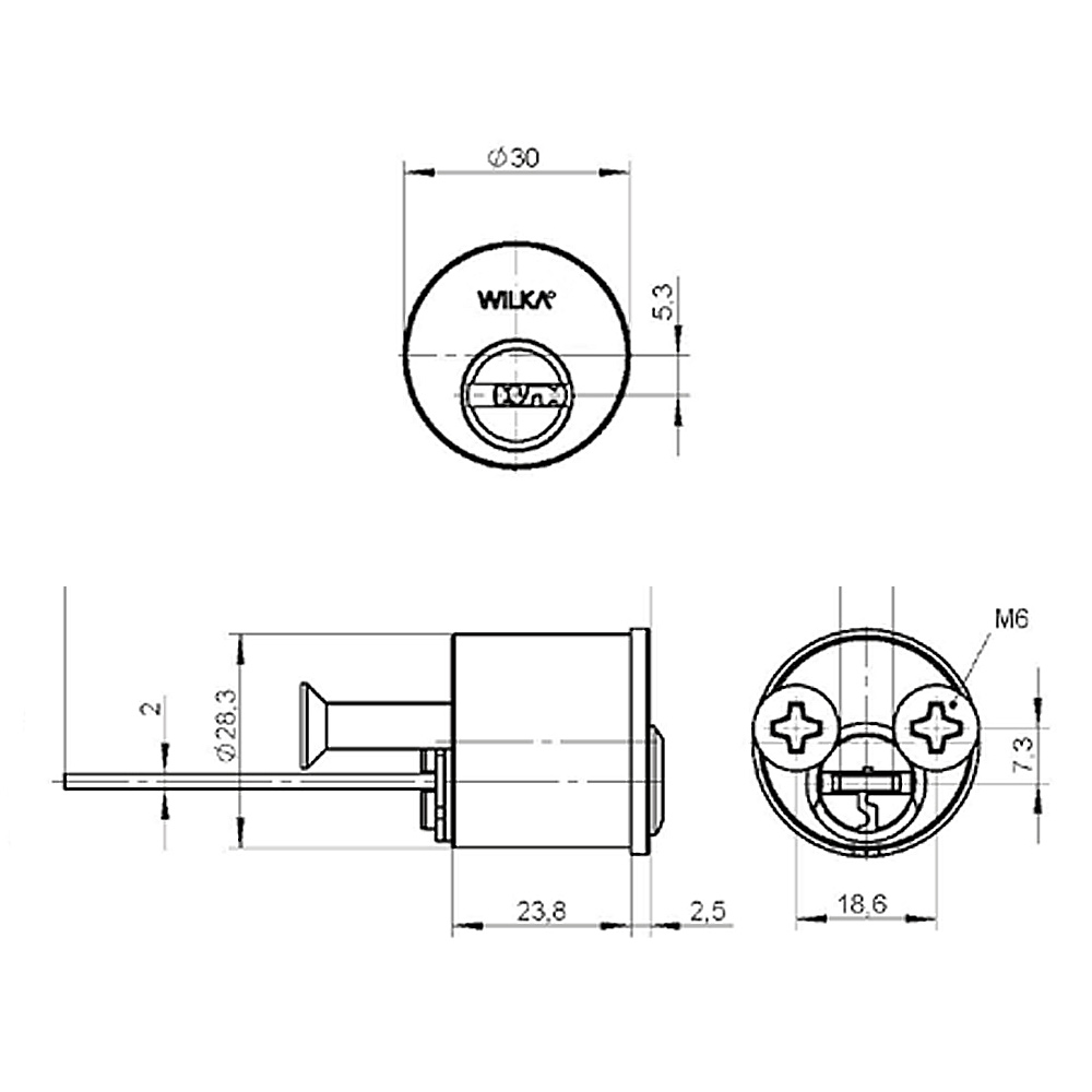 Außenzylinder CARAT S5 mit Sicherungskarte mit kurzer Mitnehmerstange (für ABUS) / VS
