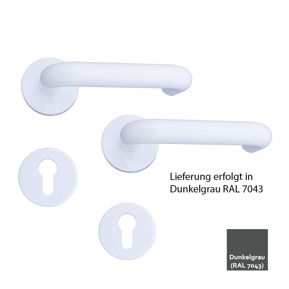 Nylon-Rosetten-PZ-Drückergarnitur/Farbe:dunkelgrau mit U-Formdrücker 8 mm / PZ-gelocht