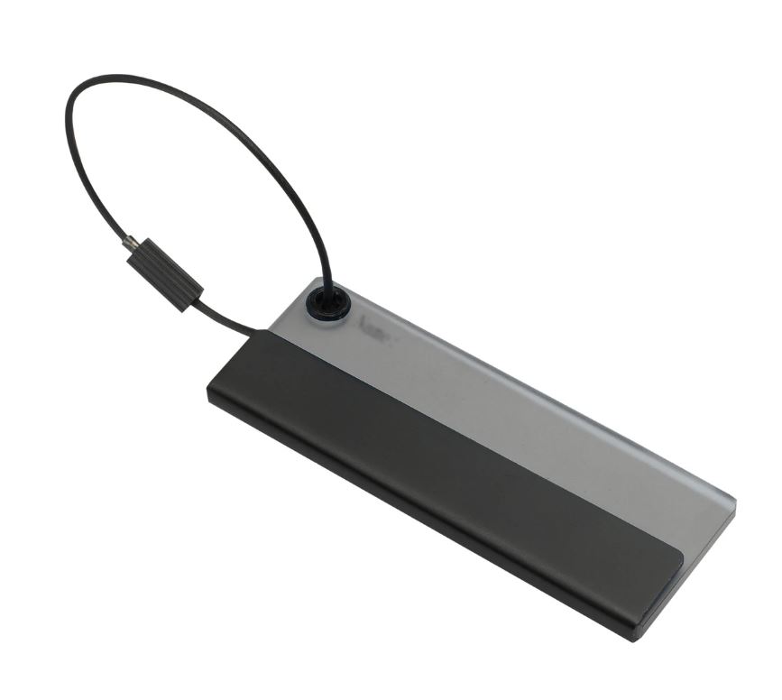 Koffer-Anhänger / dunkelgrau / Acryl-Aluminium Nr. 50884-GY / Abm.: 80 x 30 x 6 mm