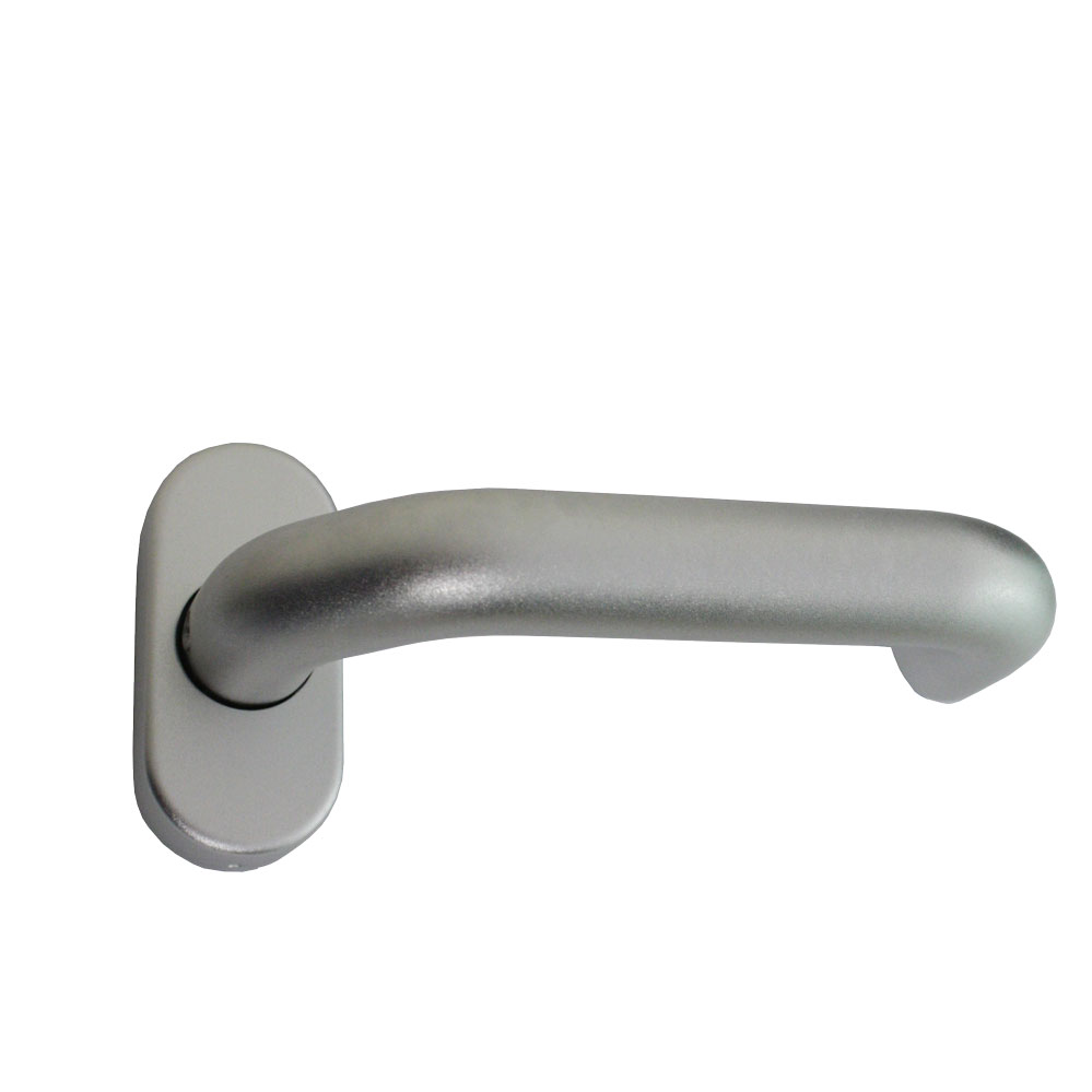 Metalltürdrückerlochteil auf ovaler Rosette / F1-eloxiert / 9 mm / LA = 50 mm