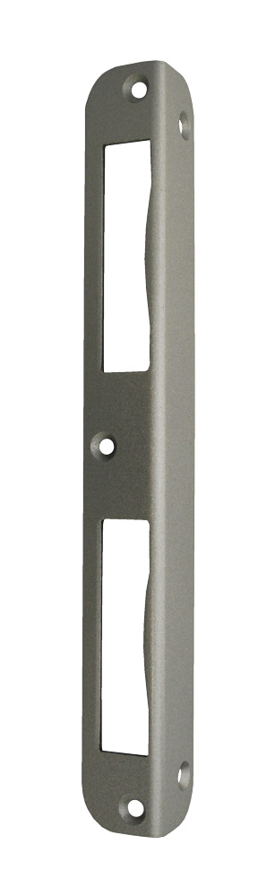 Schließblech für gefälzte Haustüren / rund 200x22x22 mm / Stulp nickelsilber