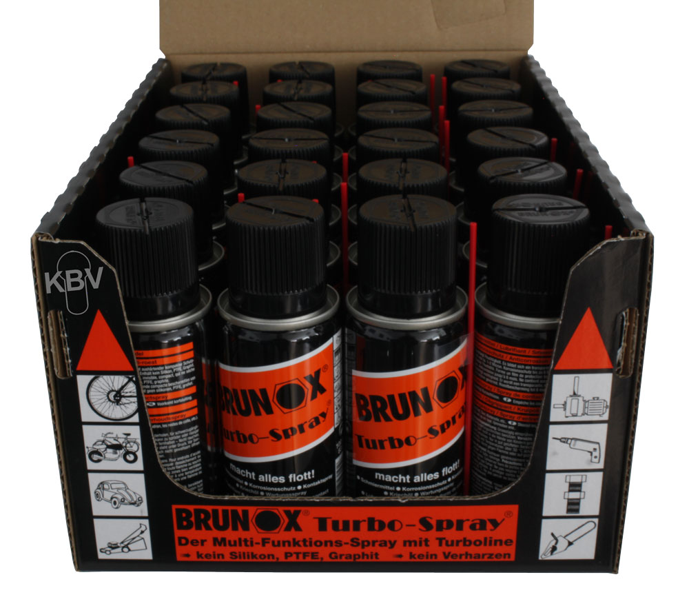Brunox-Turbo-Spray Display mit 24 x 100ml. Sprüh-Dose