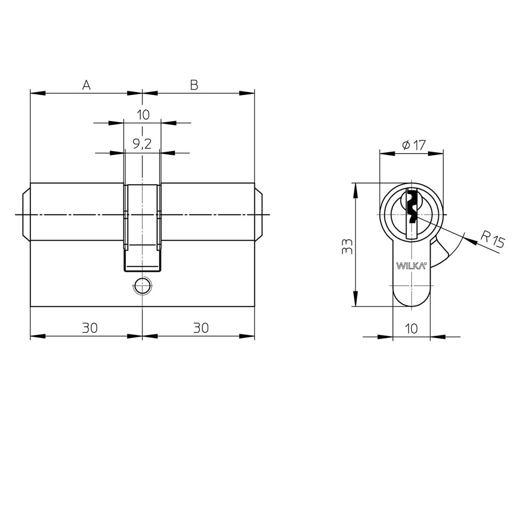 Profildoppelzylinder Z 1400 / Fabrikat WILKA Länge: 26/26 mm / verschiedenschließend