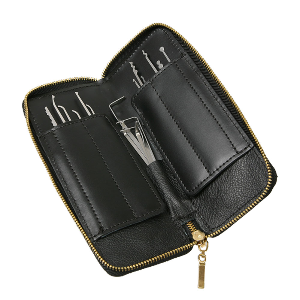 Sperrhaken-Profi-Lock-Pick-Set "Elite 17" im Echtleder-Etui mit Reißverschluss