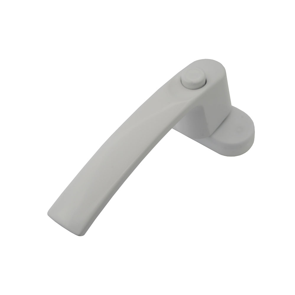 Fenstergriff mit Druckknopf / mit Arretierung weiß (RAL 9016) / mit 90 Grad Rasterung Fenstergriff mit Druckknopf / mit Arretierung weiß (RAL 9016) / mit 90 Grad Rasterung