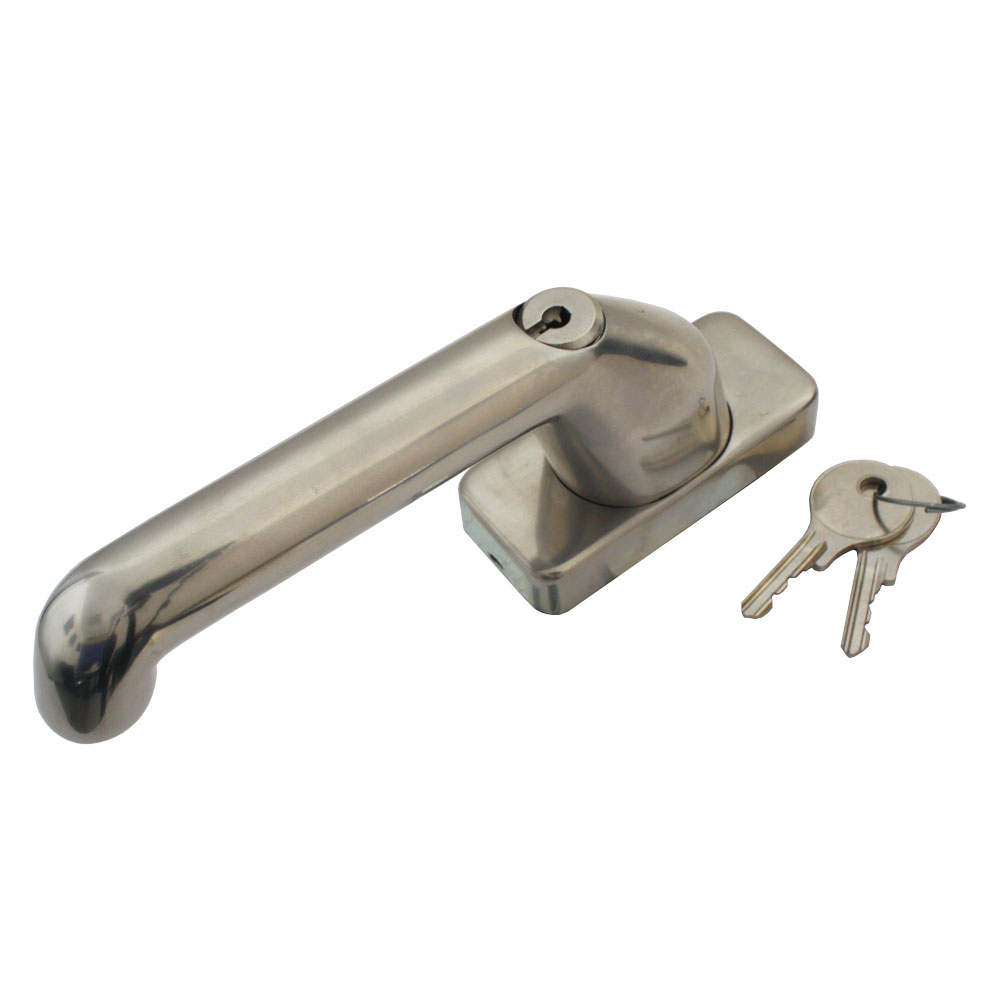 Abschließbarer Fenstergriff mit 2 Schlüssel / Edelstahl / m. festem 7mm Vierkant (30mm sichbar) Abschließbarer Fenstergriff mit 2 Schlüssel / Edelstahl / m. festem 7mm Vierkant (30mm sichbar)