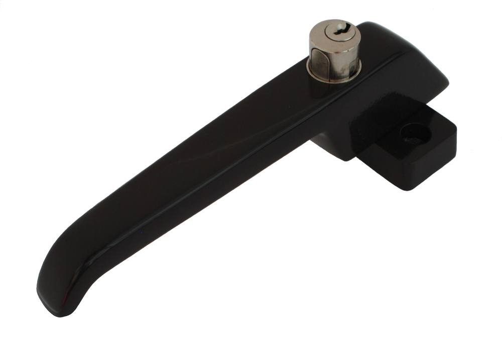 Abschließbarer Fenstergriff m. Stift-Druckzylinder braun / OHNE NOCKEN / FÜR Fensterstangenschloss Abschließbarer Fenstergriff m. Stift-Druckzylinder braun / OHNE NOCKEN / FÜR Fensterstangenschloss