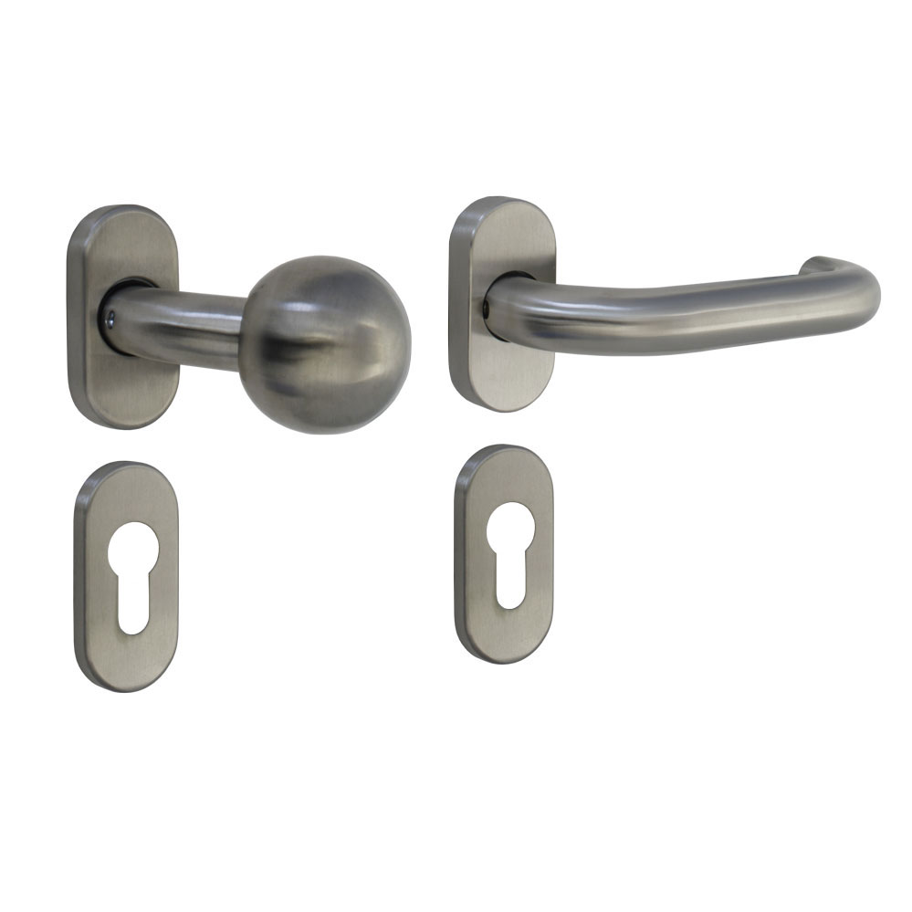 FH-Schmalrahmen-Rosetten-Wechselgarnitur / 9 mm festdrehbar Nr. D-116 / PZ-Rosetten / Edelstahl