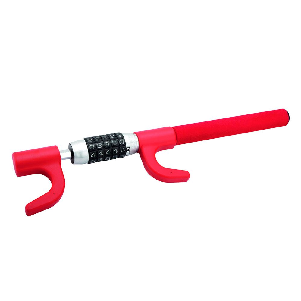 Universelle Lenkradkralle-Diebstahlsicherung aus gehärtetem Stahl / mit Kunststoffüberzug / rot