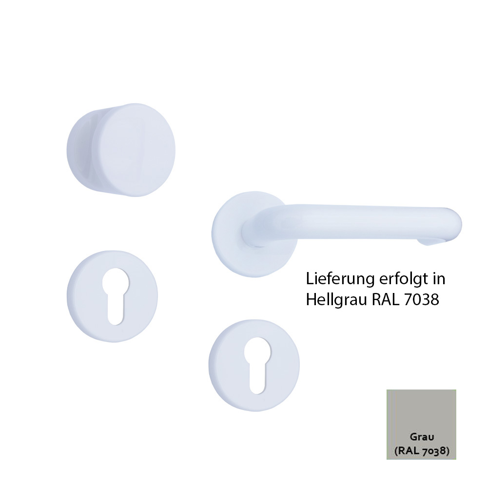 Nylon-Rosetten-Wechselgarnitur / Farbe: hellgrau mit U-Formdrücker 8 mm / PZ-gelocht