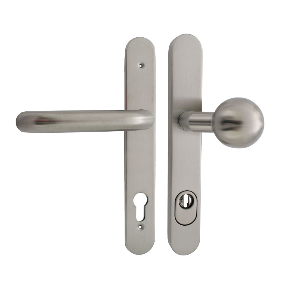 Schmalrahmenschutzgarnitur mit abgekr. Kugelknopf Edelstahl / 9mm / 92 mm / 8-15 mm Zylindervorstand