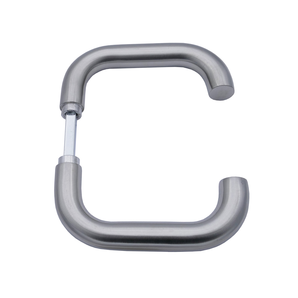 U-Form-Glastürdrückerpaar / 8 mm für Glastürschloss / Edelstahl matt