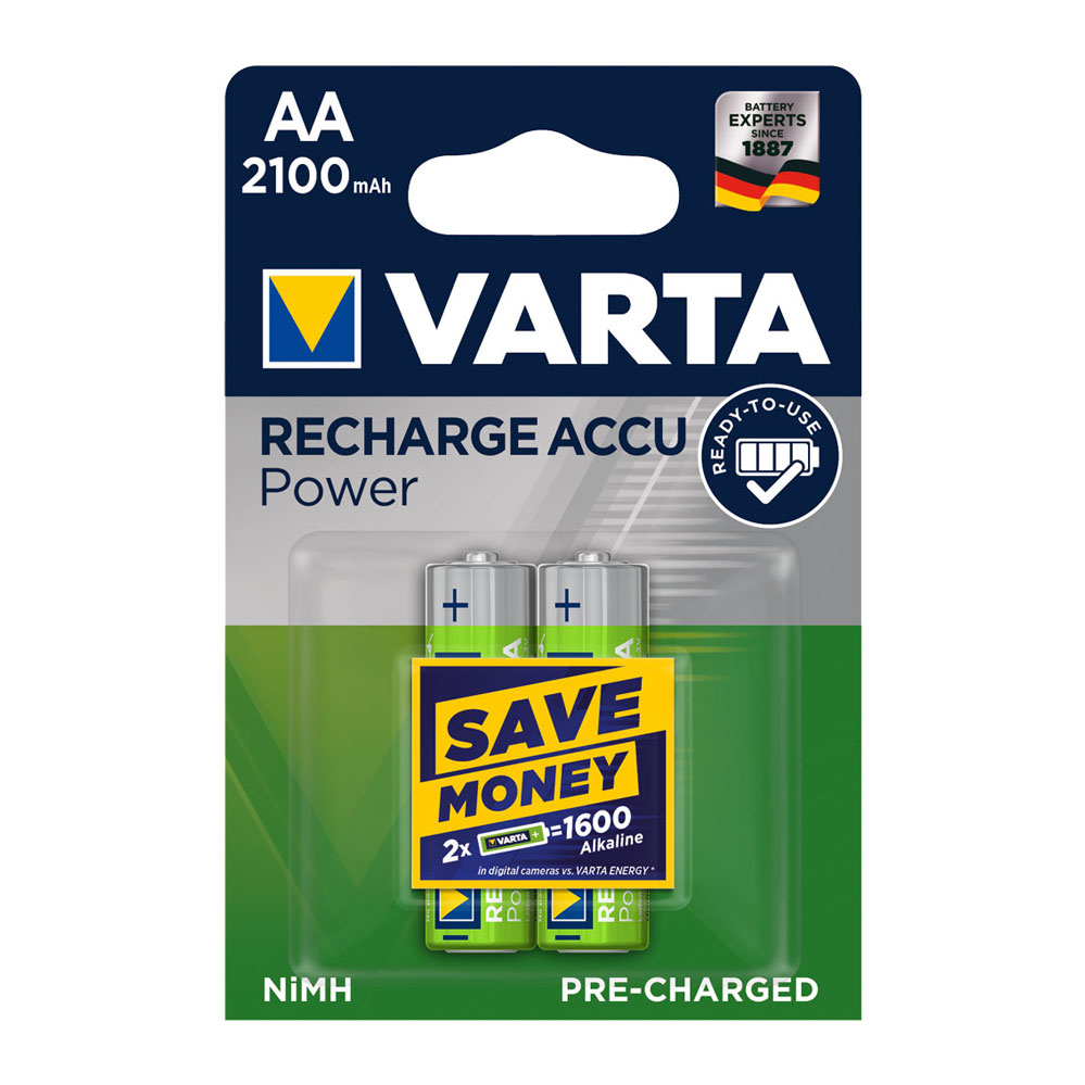 VARTA - AKKUS Recharge Power Batterien / HR6 Mignon AA (2100 mAh) / 1 Set mit 2 Stück ! VARTA - AKKUS Recharge Power Batterien / HR6 Mignon AA (2100 mAh) / 1 Set mit 2 Stück !
