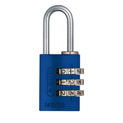 ABUS Aluminium-Zahlenschloss mit 3-stelligem Code Nr. 145/20-B blau ABUS Aluminium-Zahlenschloss mit 3-stelligem Code Nr. 145/20-B blau