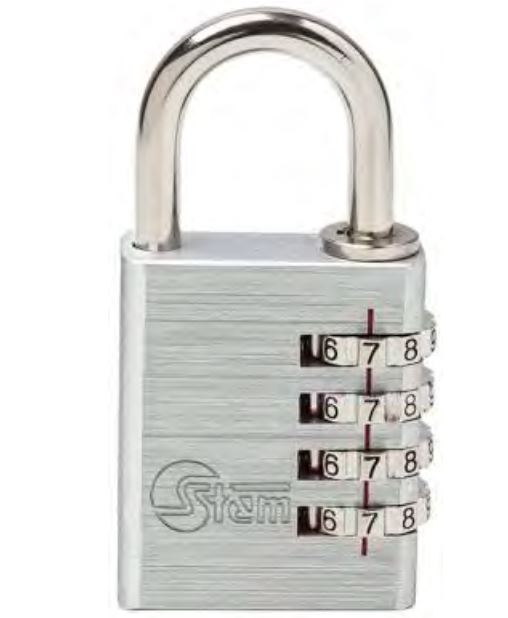 Aluminium-Vorhangschloss mit Zahlenkombination 40 mm / Farbe: alu-silberfarbig
