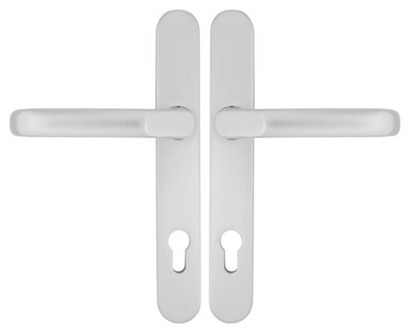Schmalrahmenschutz-Drückergarnitur "VARIABEL" / F1-elox. / 8 mm / 92 mm / 12 mm stark