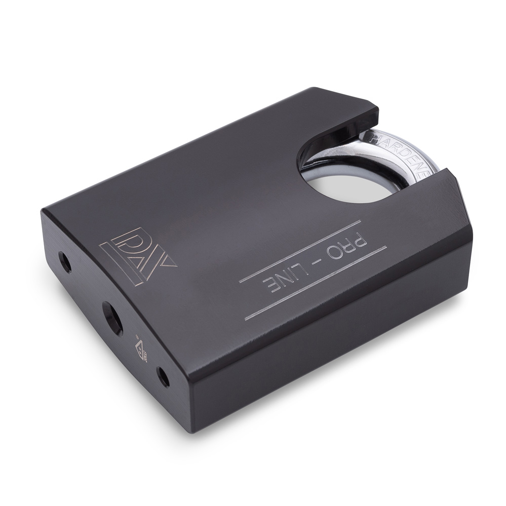 PRO-LINE Vorhängeschloss Serie 60 / schwarz gehärteter Bügel (12mm Durchm.) mit Bügelschutz